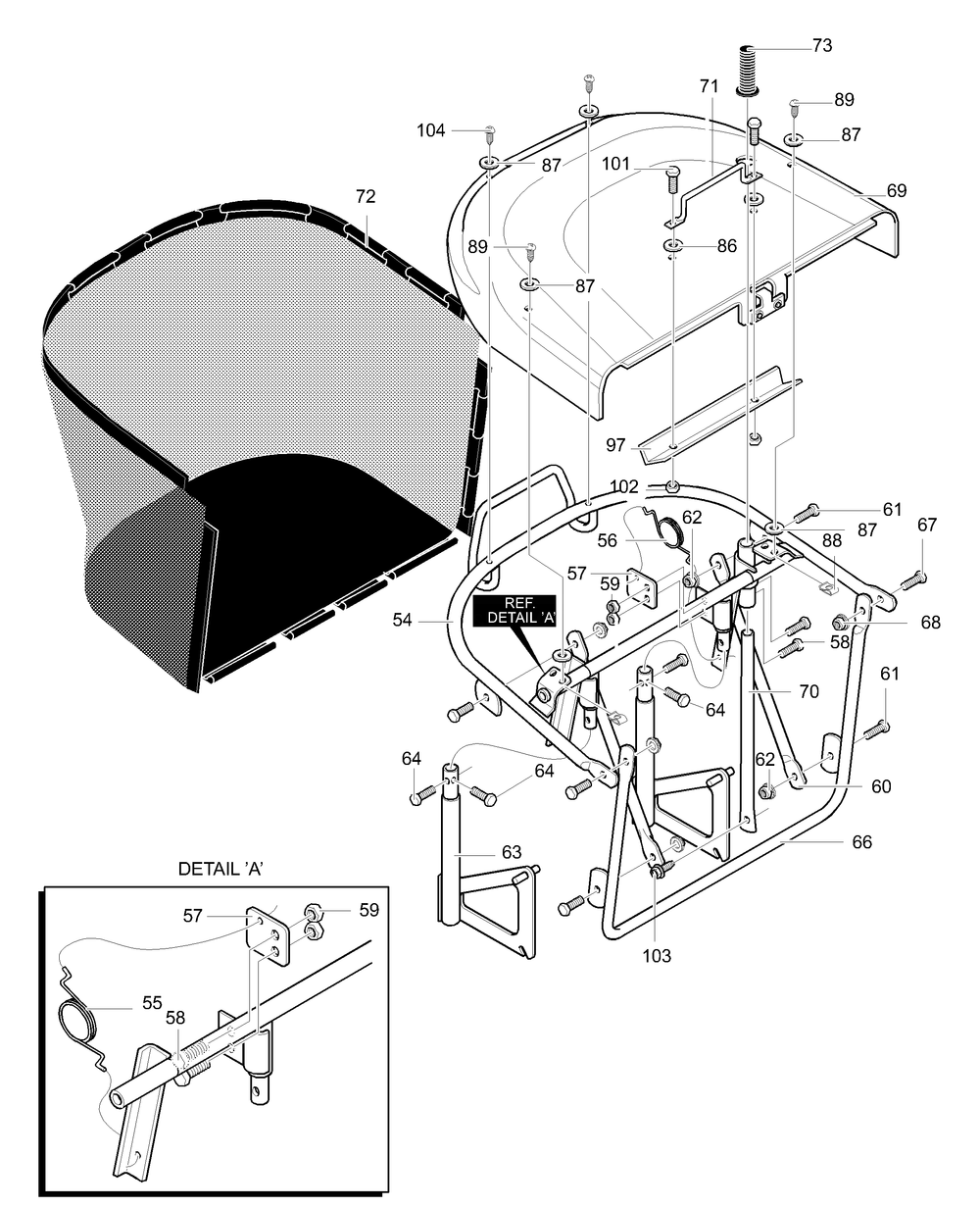 Grass Bagger Assembly Diagram and Parts List for 40319X98C 2001 Briggs and Stratton Lawn Tractor